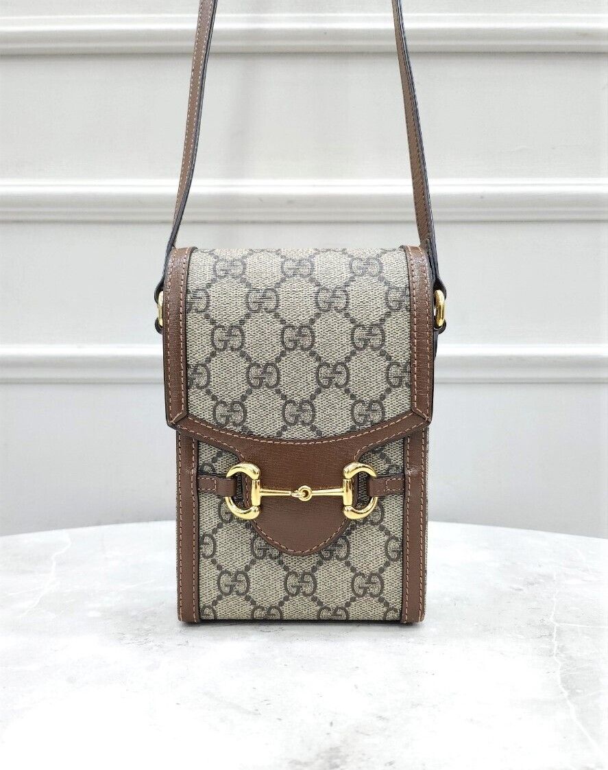 Gucci Supreme GG 1955 Horsebit Phone Holder Mini Crossbody Bag SKU 1955