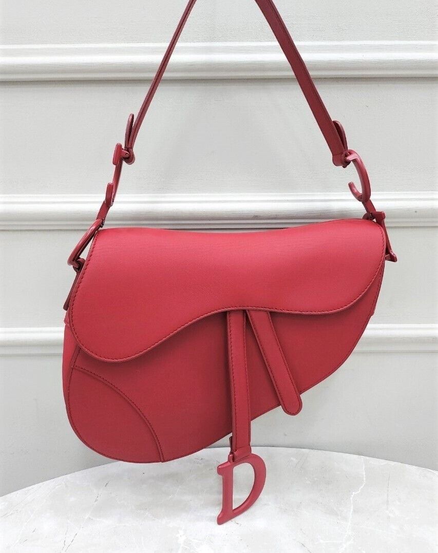 Dior Ultra Matte Red Medium Saddle Bag