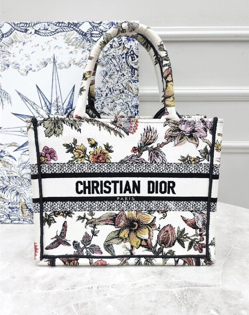Dior Botanical Embroidery North Tote Bag White Small SKU123