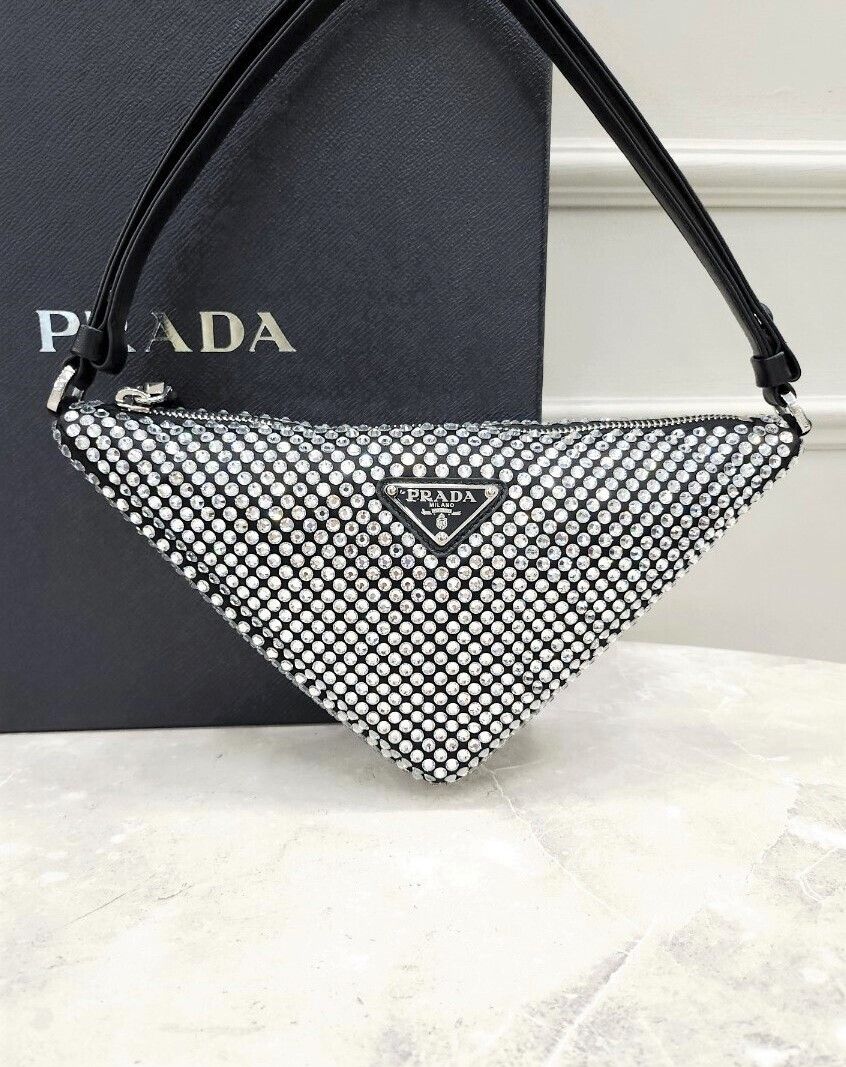Prada Crystal Stud Satin Pouch - SKU 12345