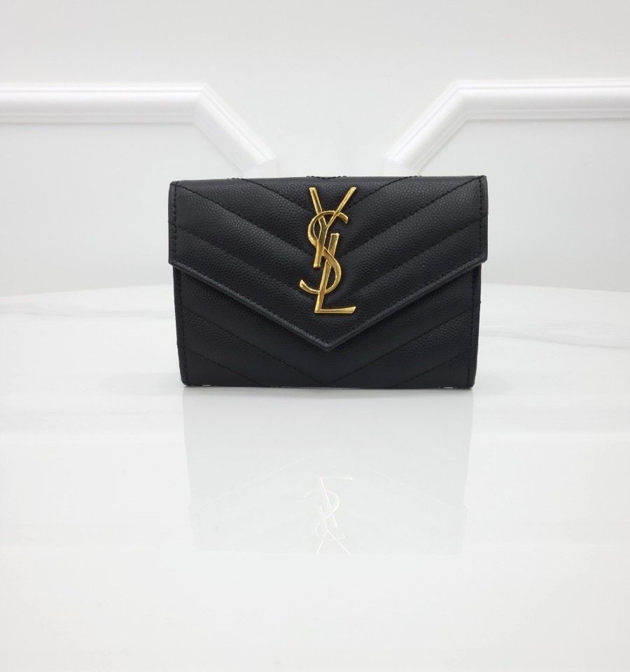 Saint Laurent Monogram Envelope Gold Wallet - SKU: 123456