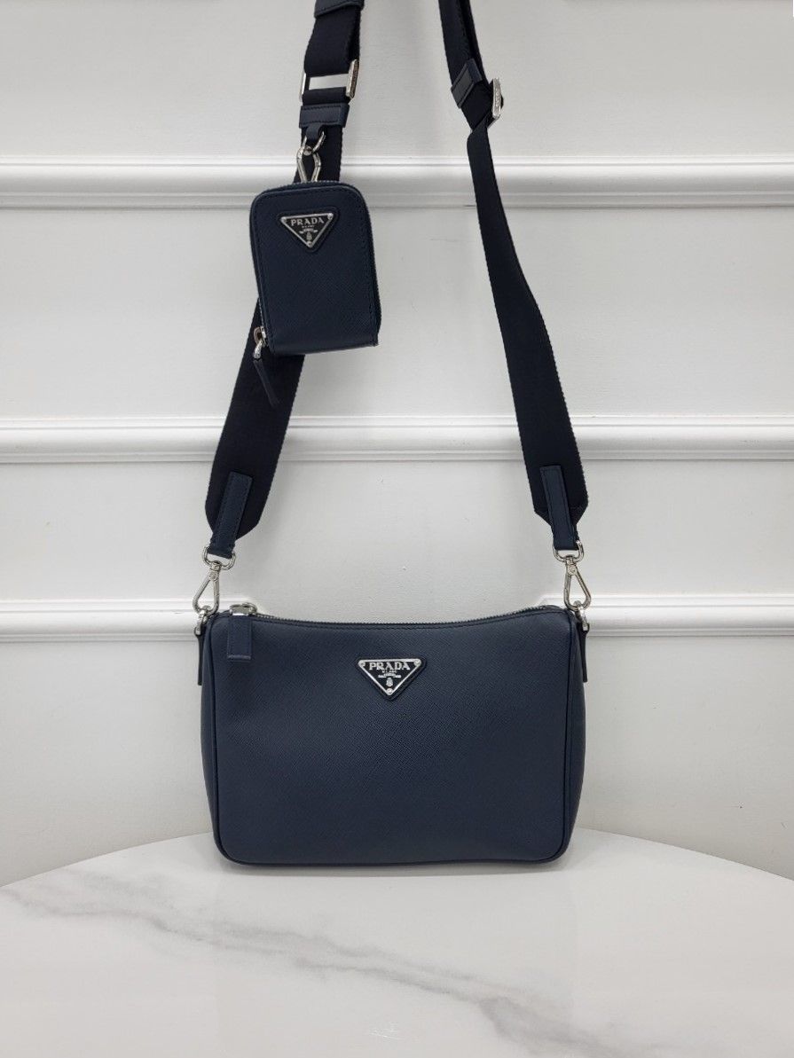 Prada Leather Shoulder Bag 2VH113 Navy (SKU: 2VH113)
