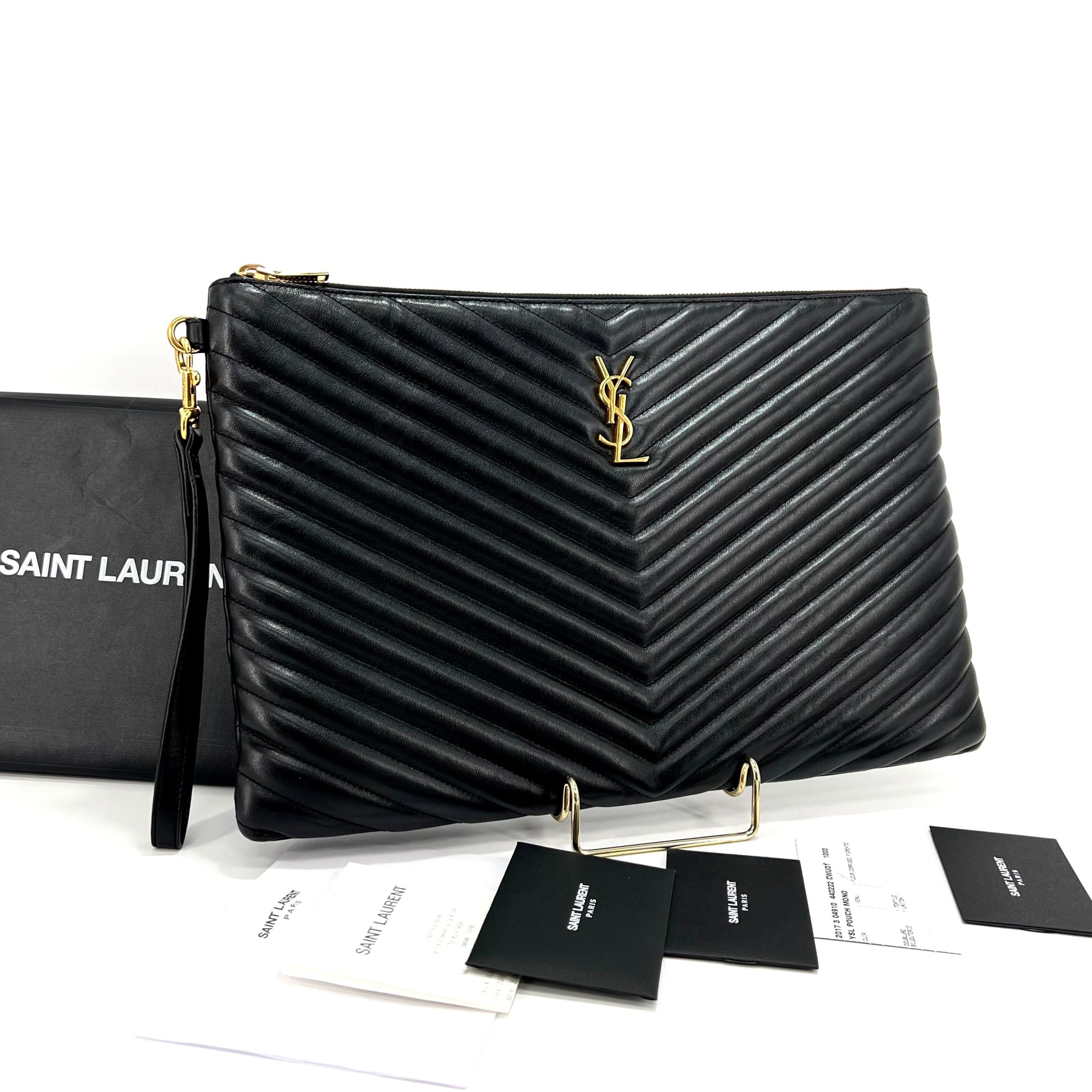 Saint Laurent Matelasse Clutch Bag Large Black (440222)