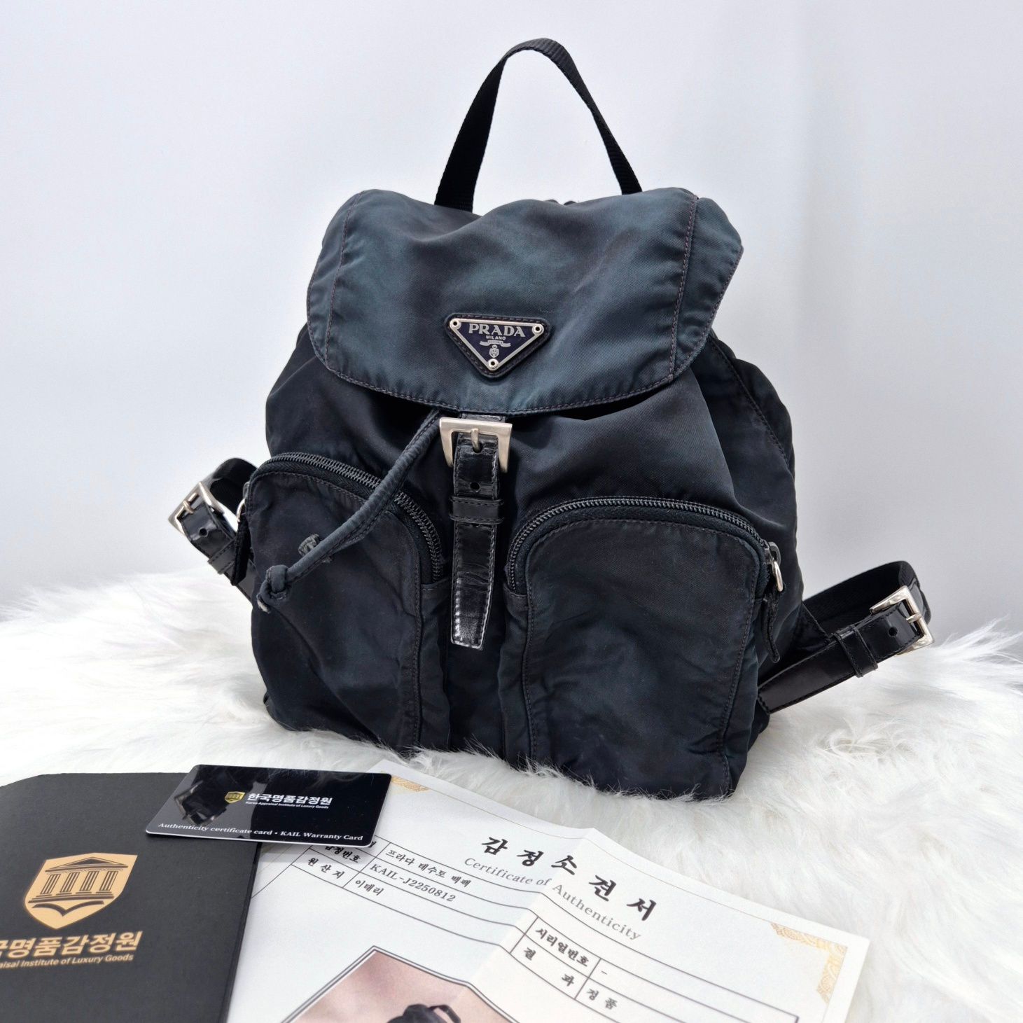 Prada Nylon Texture Triangle Logo Backpack SKU123