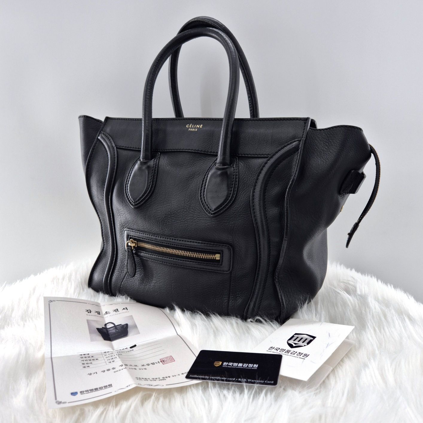 Celine Leather Luggage Bag Mini Black Tote Handbag [SKU: 12345]