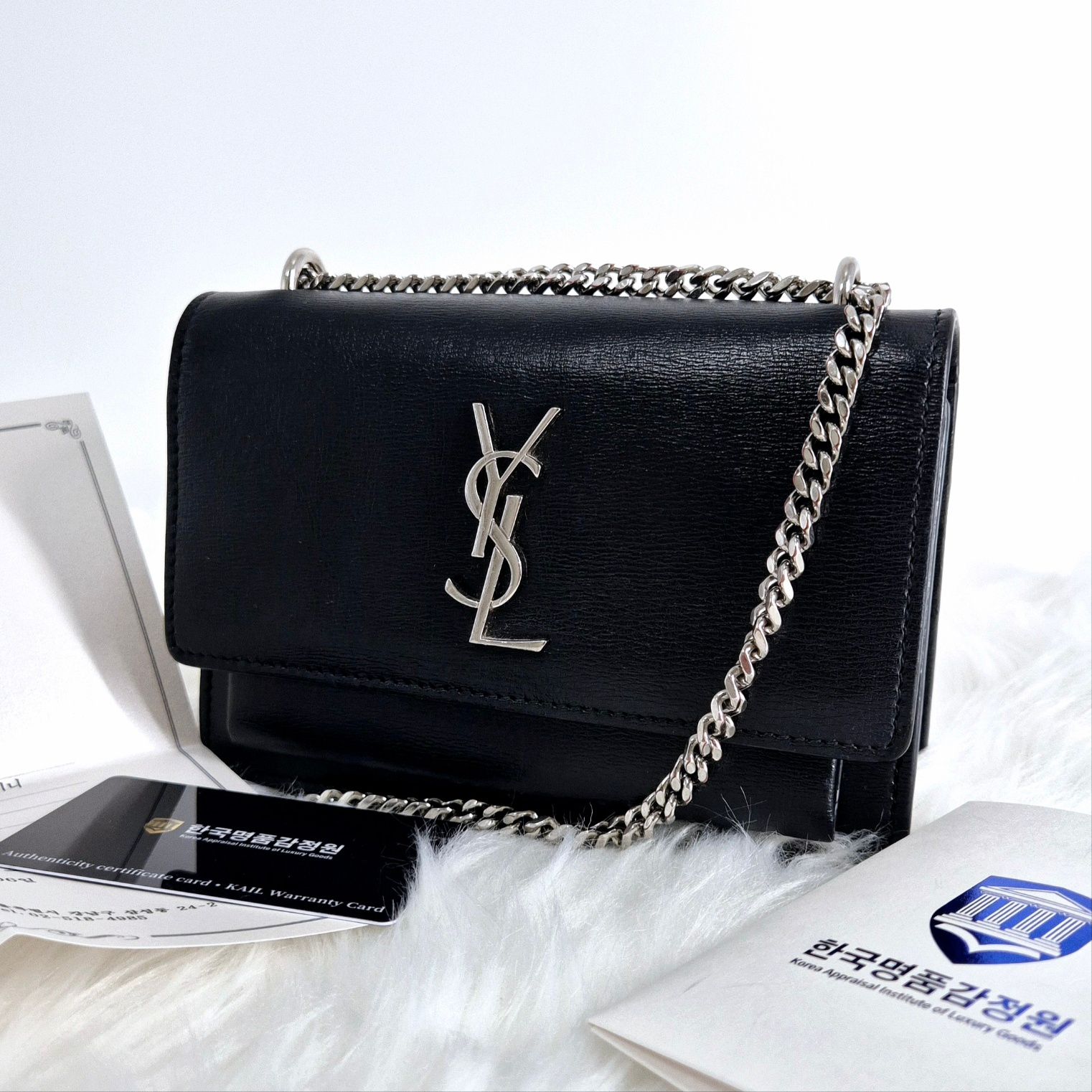 Saint Laurent Mini Chain Crossbody Bag Black Sunset Design (452157)