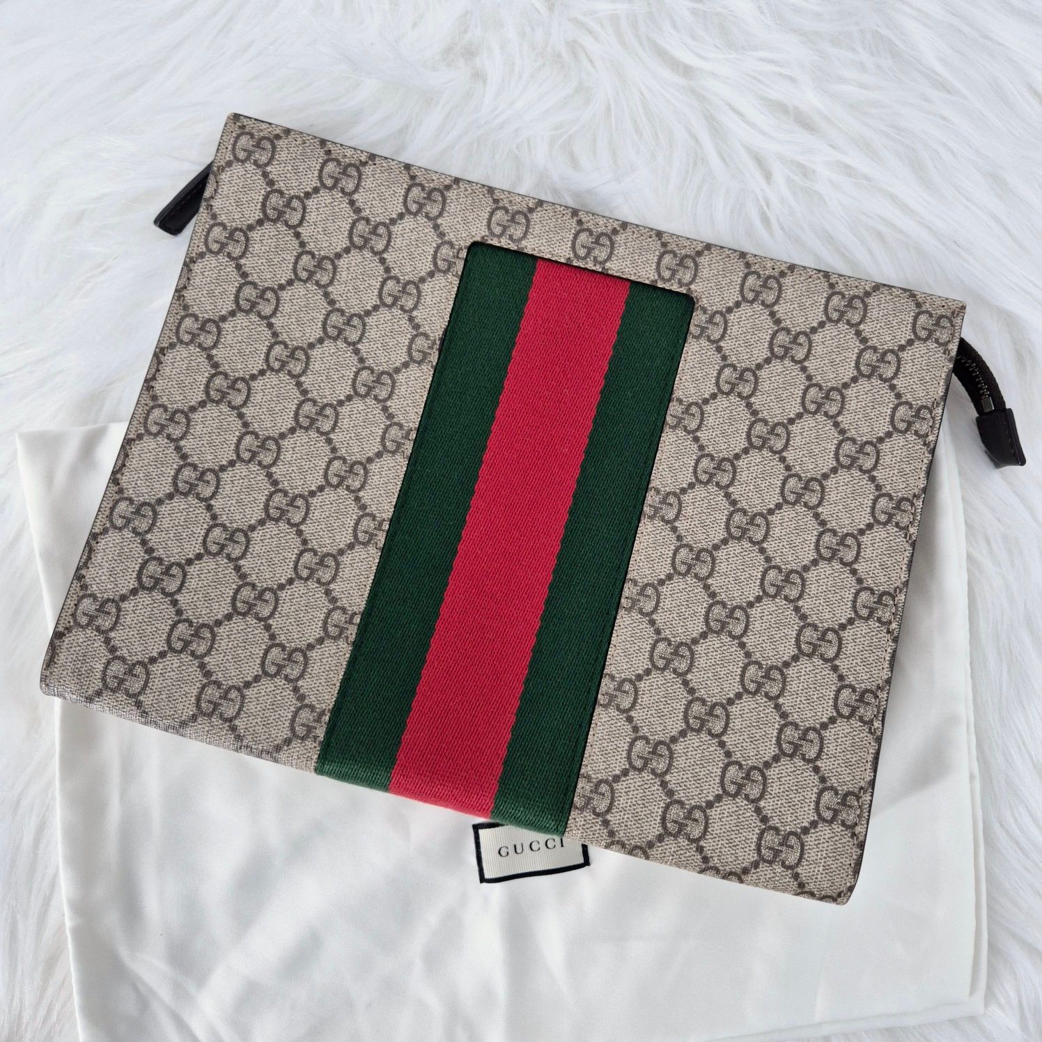 Gucci Supreme GG Web Tricolor Clutch Bag (475316)