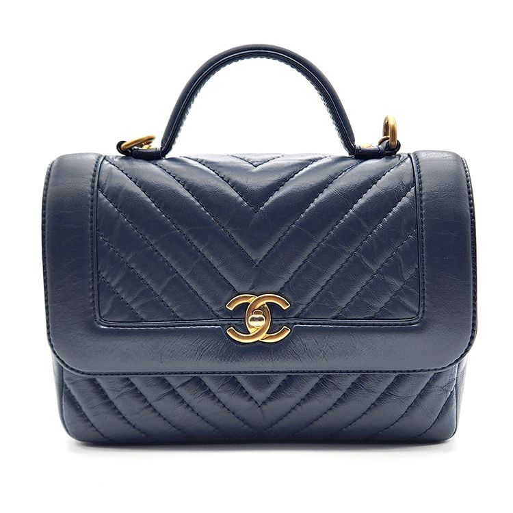 CHANEL Chevron Top Handle Chain Shoulder Bag L549532
