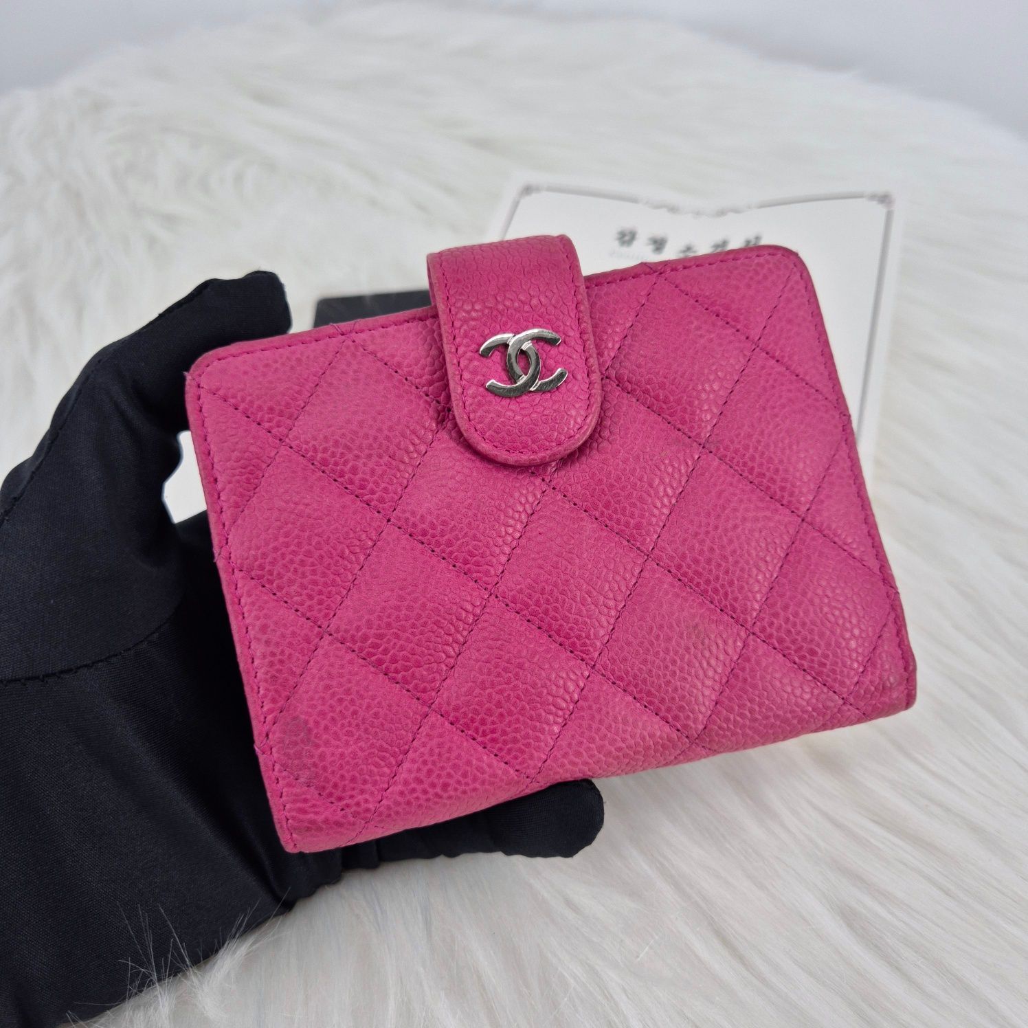 CHANEL Caviar Zipper Wallet Pink SKU123