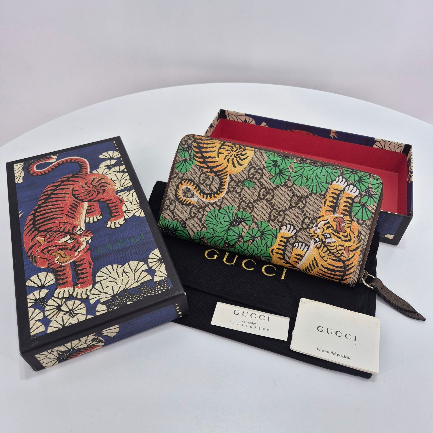 Gucci Supreme Bengal Tiger GG Zip Wallet - SKU80321