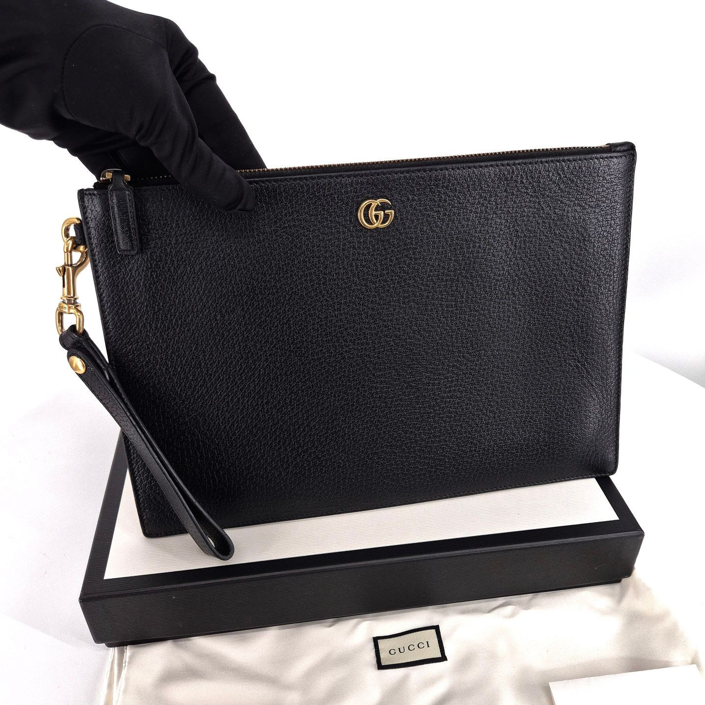 Gucci Black GG Logo Clutch Bag