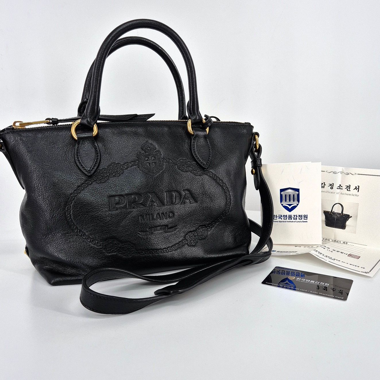 Prada Leather Top Handle Tote & Crossbody Bag (1BA111)