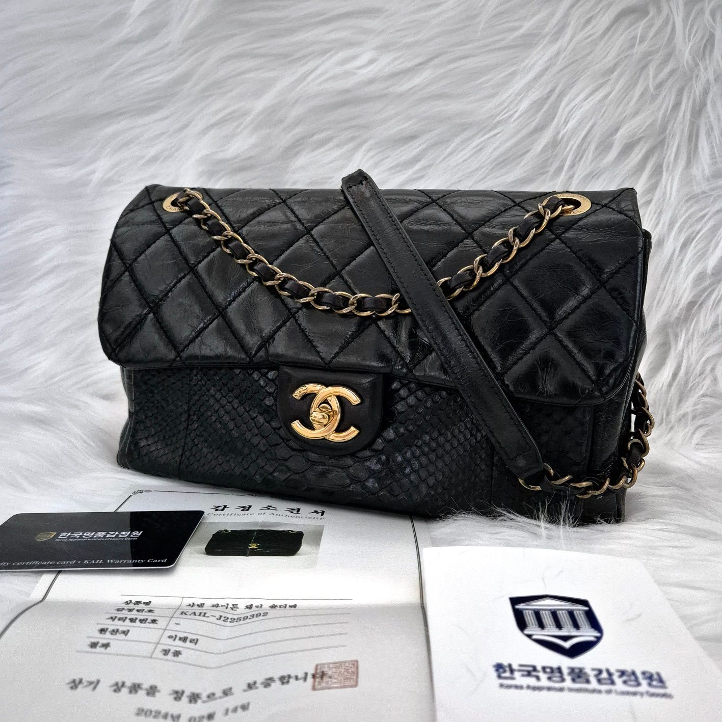 CHANEL Python Chain Crossbody & Shoulder Bag Black SKU123456