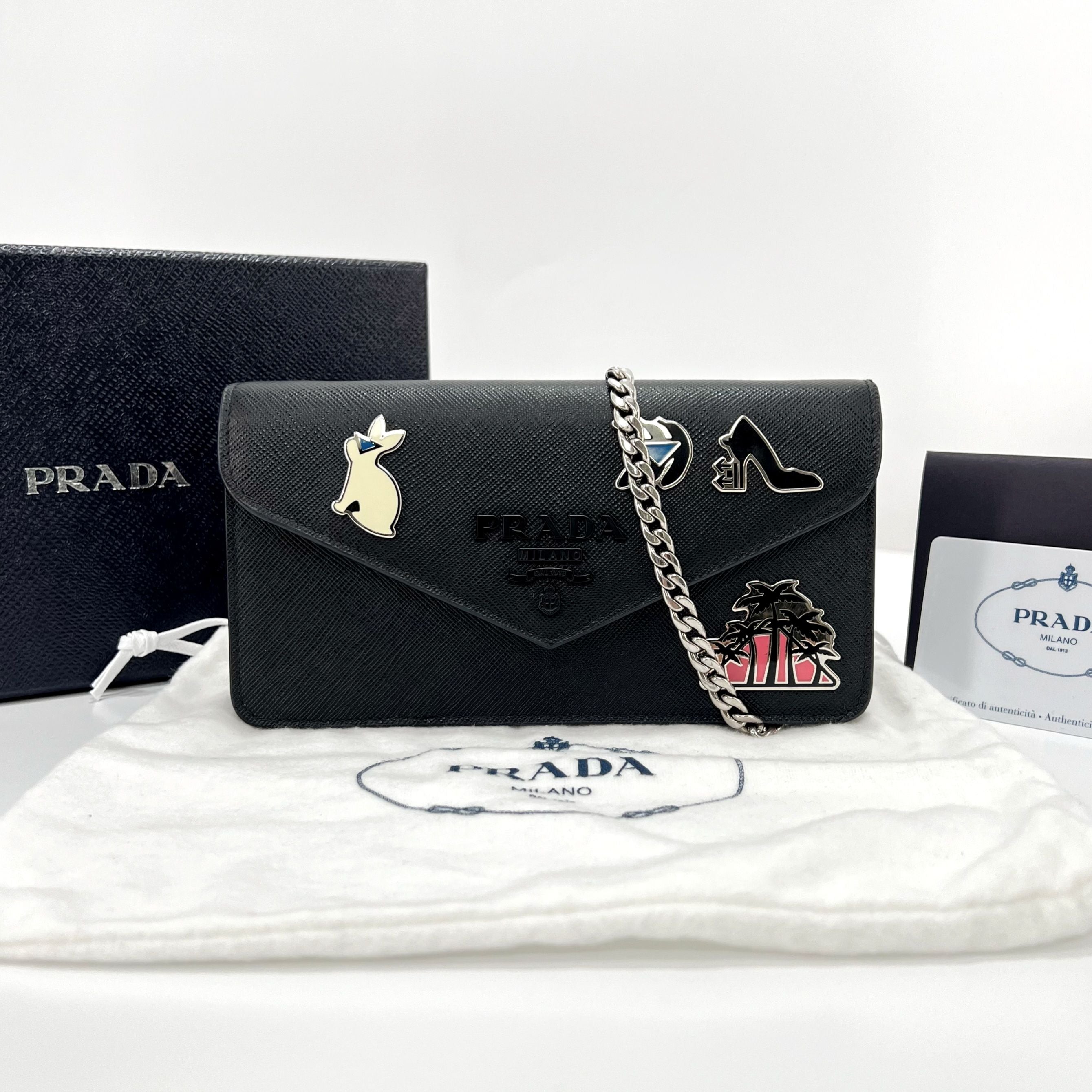 Prada Chain Crossbody Bag Black (1DH044)