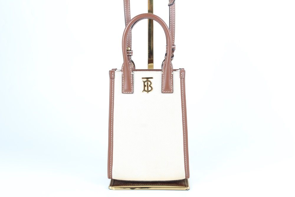 Burberry Micro Canvas Leather Francis Tote Bag -