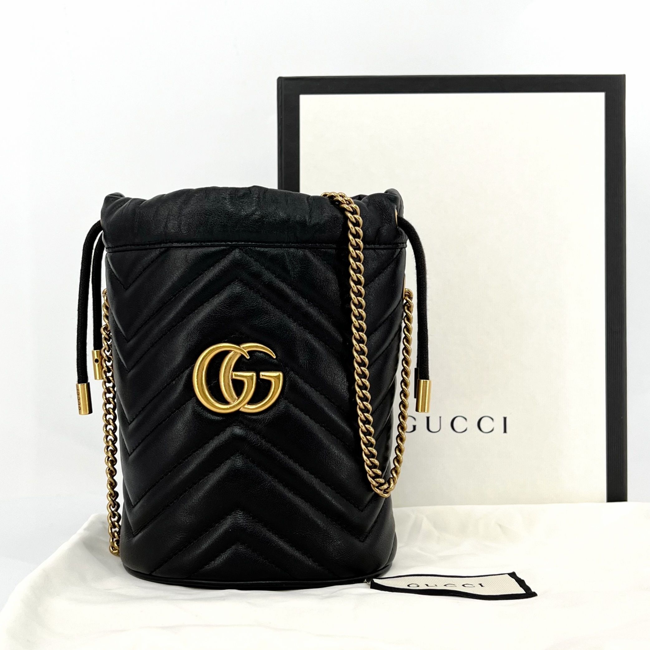 Gucci Black Matelasse Mamong Bucket Bag (575163)
