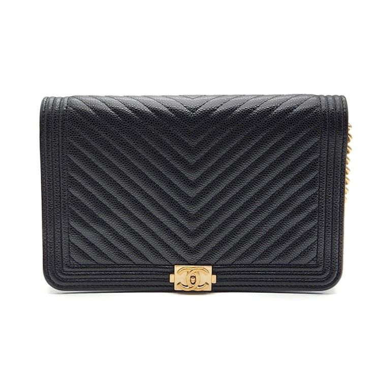CHANEL Caviar Chevron Boy WOC Mini Crossbody Bag SKU: L822369