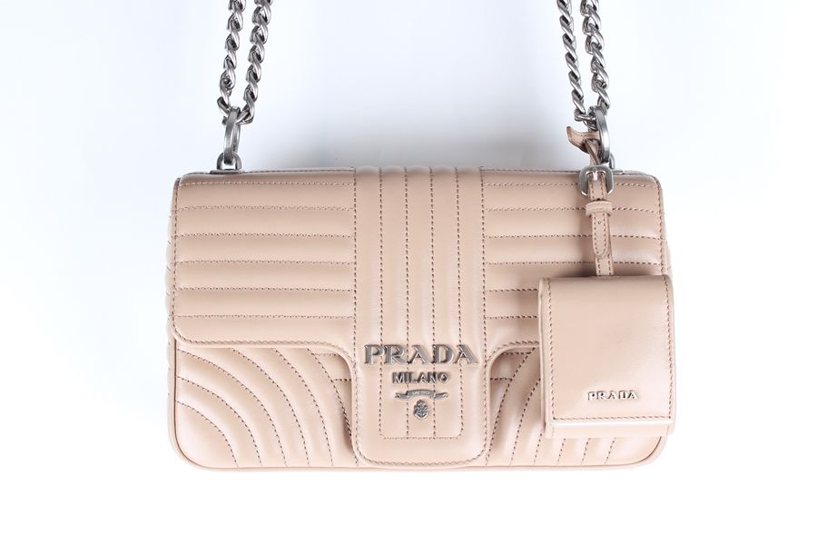 Prada Diagram Leather Shoulder Crossbody Bag - Pink (SKU: OS)