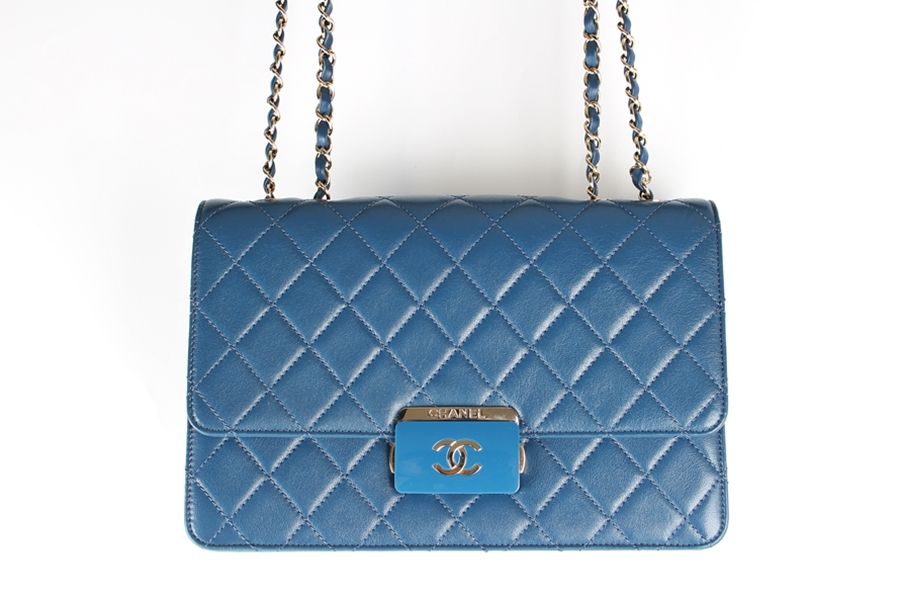 CHANEL Large Flap Bag Blue Beauty Lock (SKU: B275)
