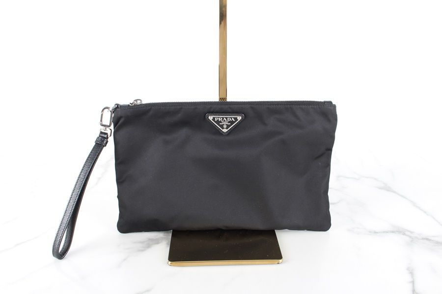 Prada Nylon Clutch with Triangle Logo -