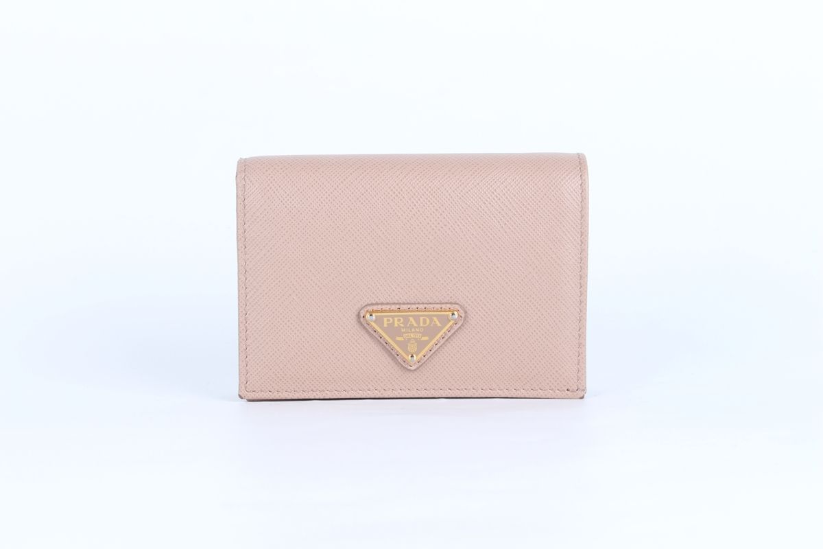 Prada Triangle Logo Wallet Pink Beige - SKU: