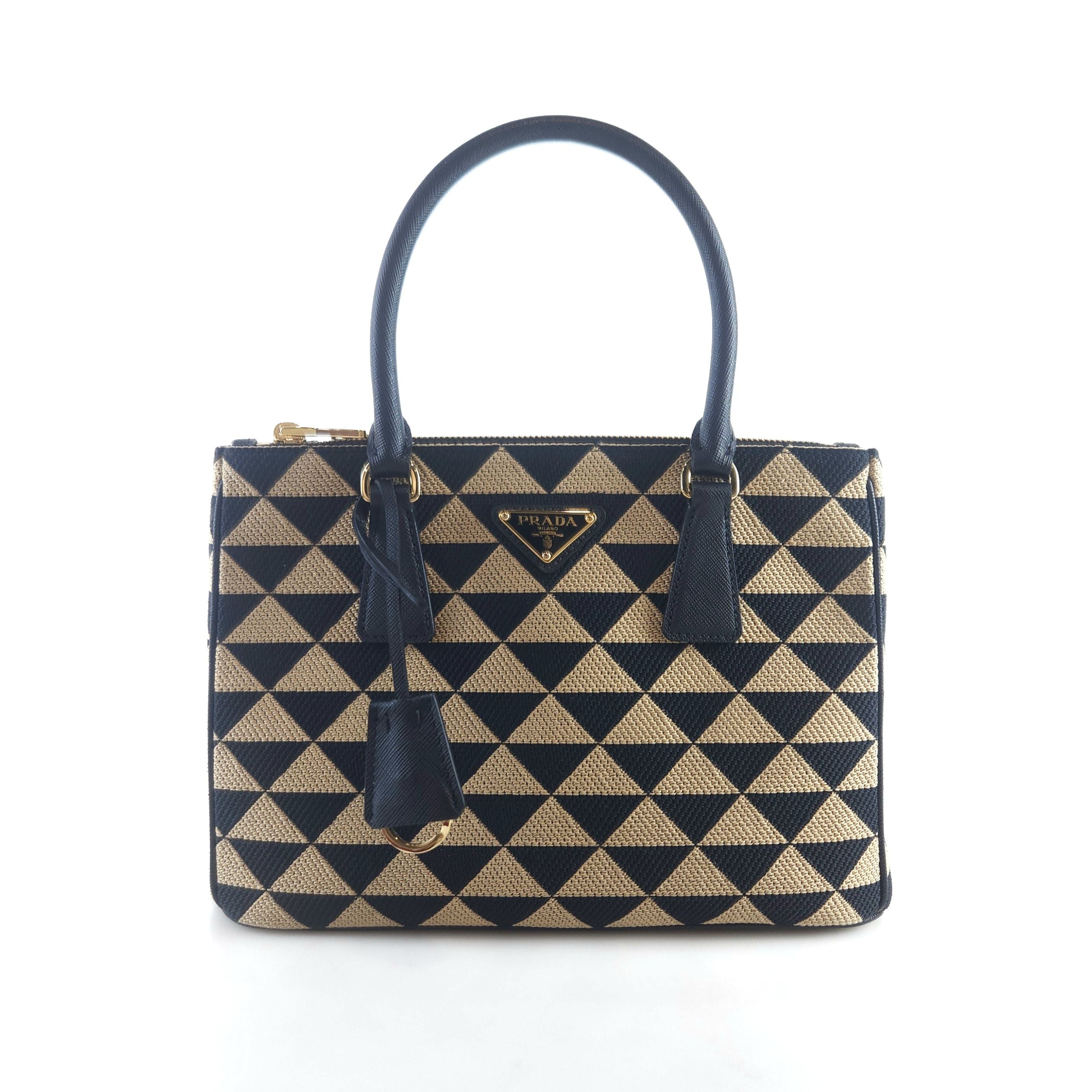 Prada Jacquard Fabric Symbol Tote Shoulder Cross Bag 1BA863 8365