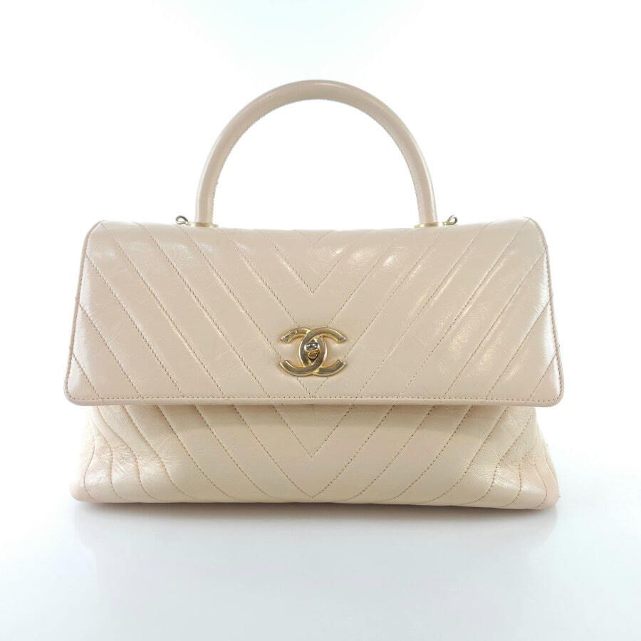 CHANEL Chevron Coco Handle Tote Shoulder Bag A92992 7903