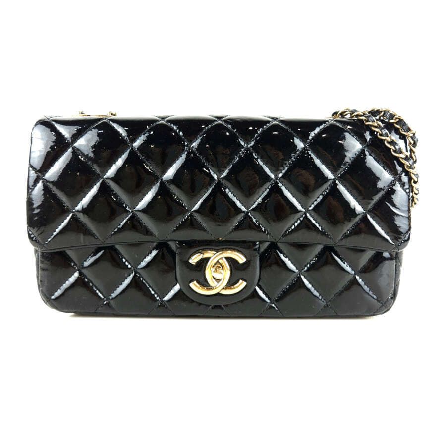 CHANEL Patent Goatskin Flap Shoulder Crossbody Bag 6901