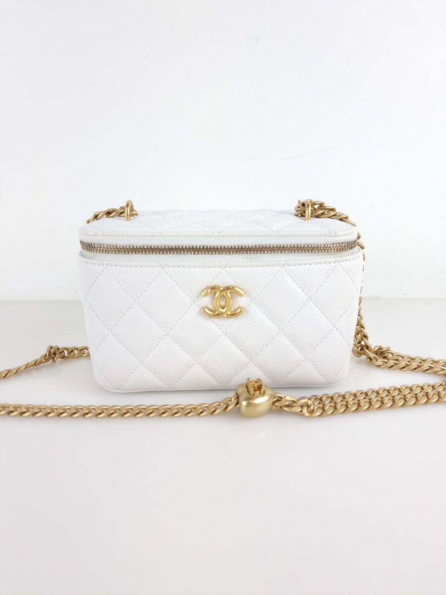 CHANEL Heart Ball Chain Adjustable Caviar Vanity Shoulder Crossbody Bag AP3204 6685
