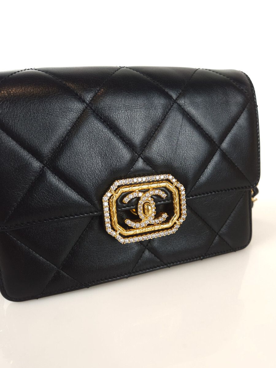 CHANEL Strass Calf Skin Shoulder Crossbag AS3720 5209