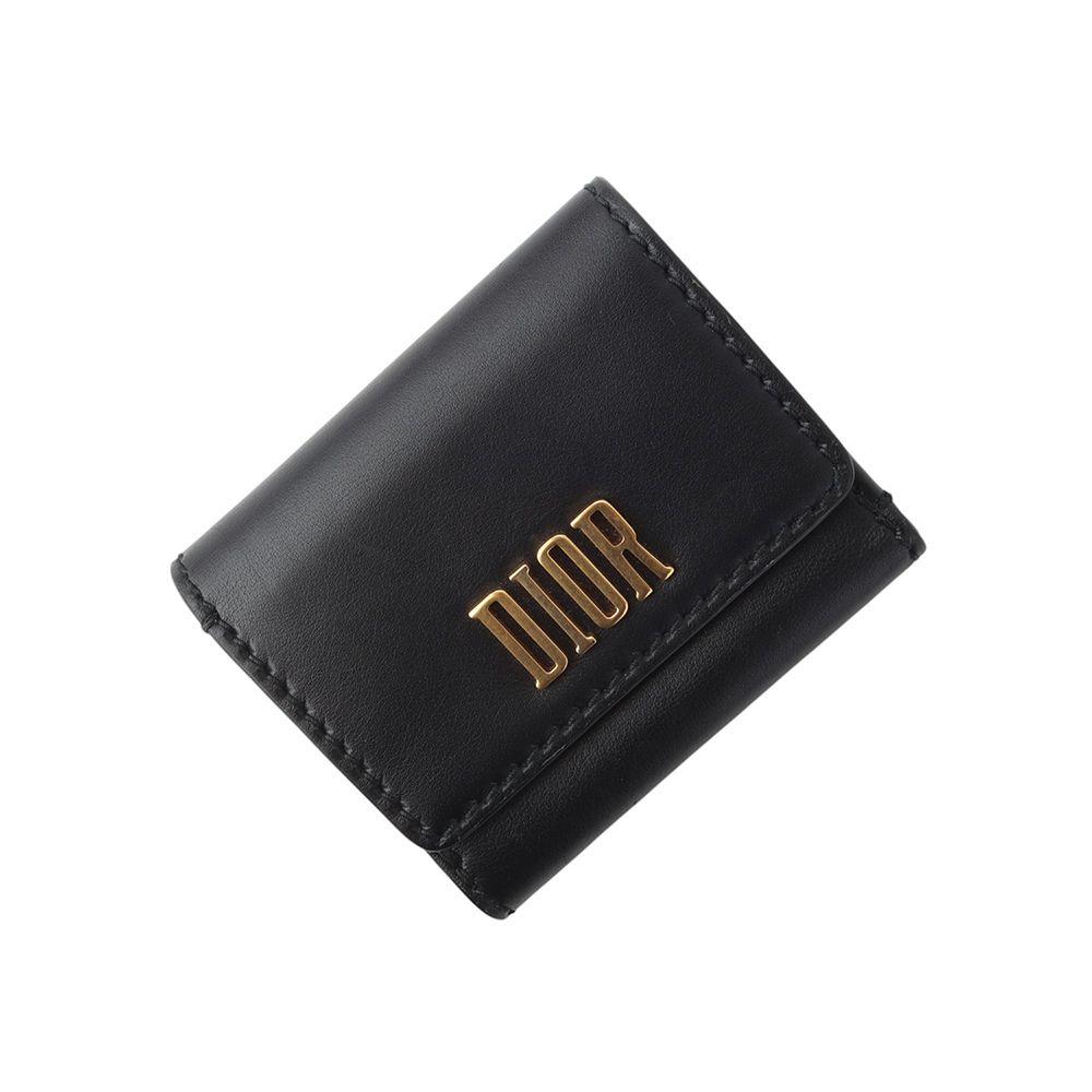 Dior Women's Tri-fold Wallet with LambSkin and Gold Logo Lettering 34279-8
