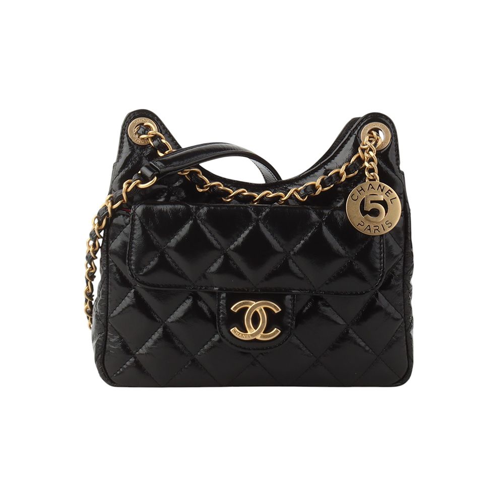 CHANEL Patent Pocket Chain Hobo Bag Small AS4323 34281Y