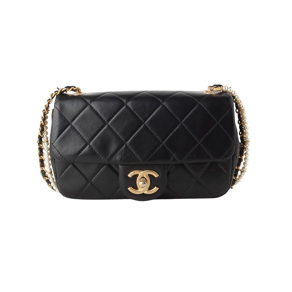 CHANEL Classic Pearl Calfskin Chain Mini Flap Bag (Department Store Receipt) 34234Y