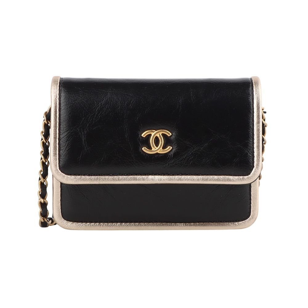 CHANEL Mini Chain Wallet Crossbody with Gold Frame (Receipt) 34161Y