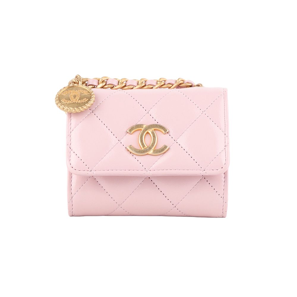 CHANEL Shiny Calfskin Coin Medal Pendant Mini Chain Crossbody Bag 33902