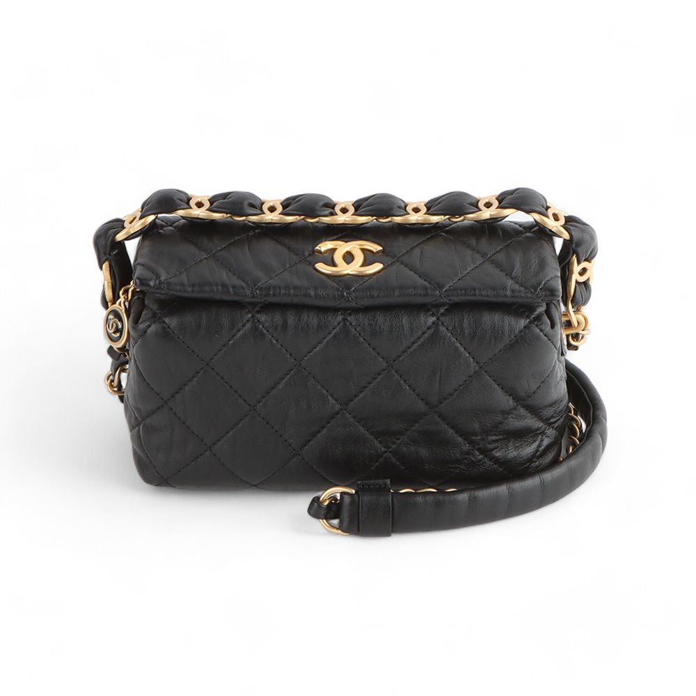 CHANEL Crinkled Lambskin Gold Metal Small Hobo Bag (Receipt Copy) 32900-1