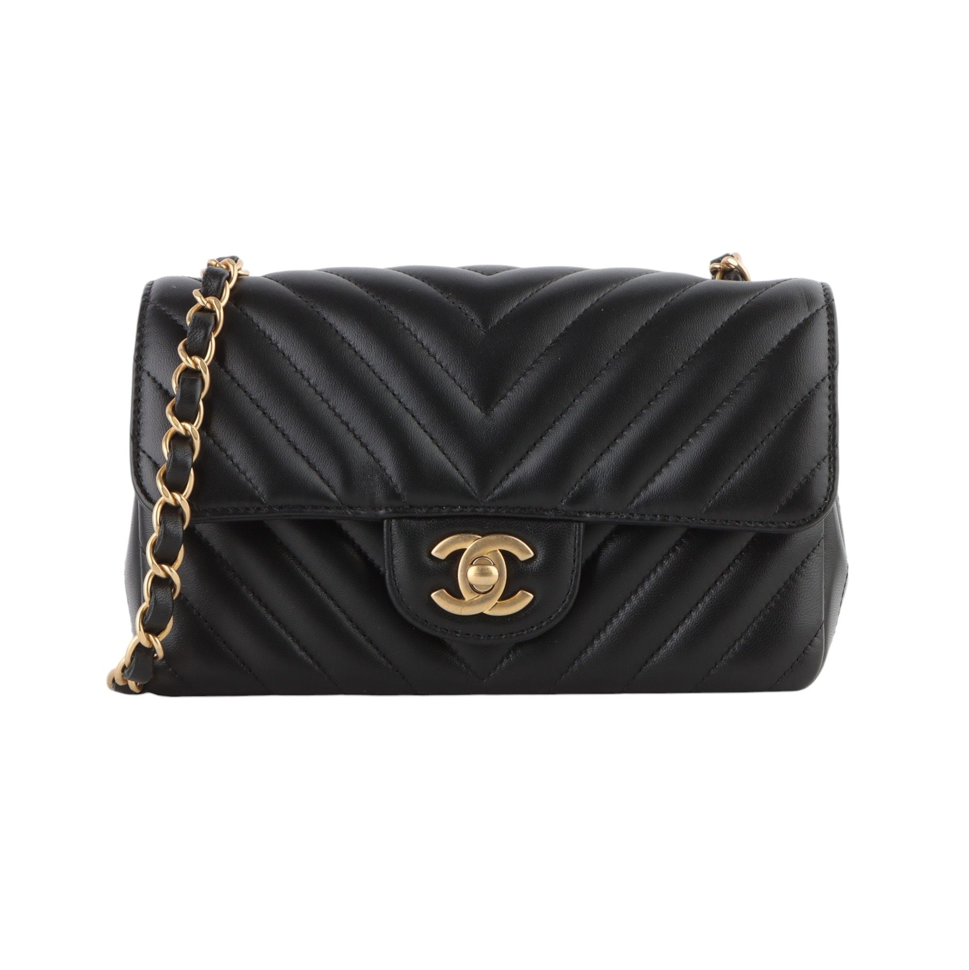 CHANEL Classic Chevron Lambskin New Mini Chain Crossbody Bag with Department Store Invoice 33423Y