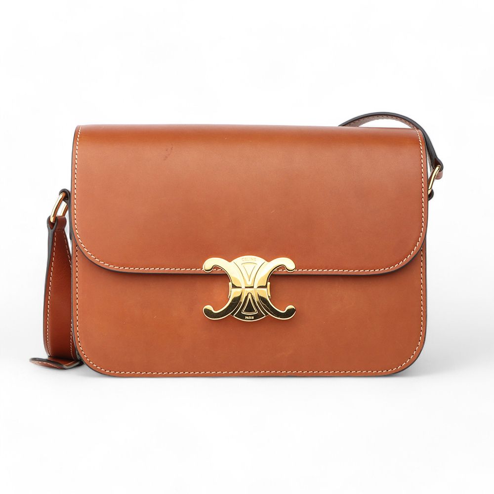 Celine Natural Calfskin Tan Classic Trionphe Bag (Invoice) / 33136