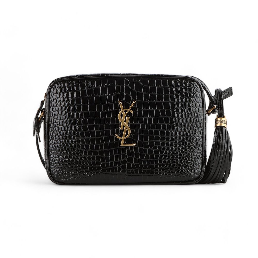 Saint Laurent Embossed Shiny Leather Lou Camera Crossbody Bag / 33172