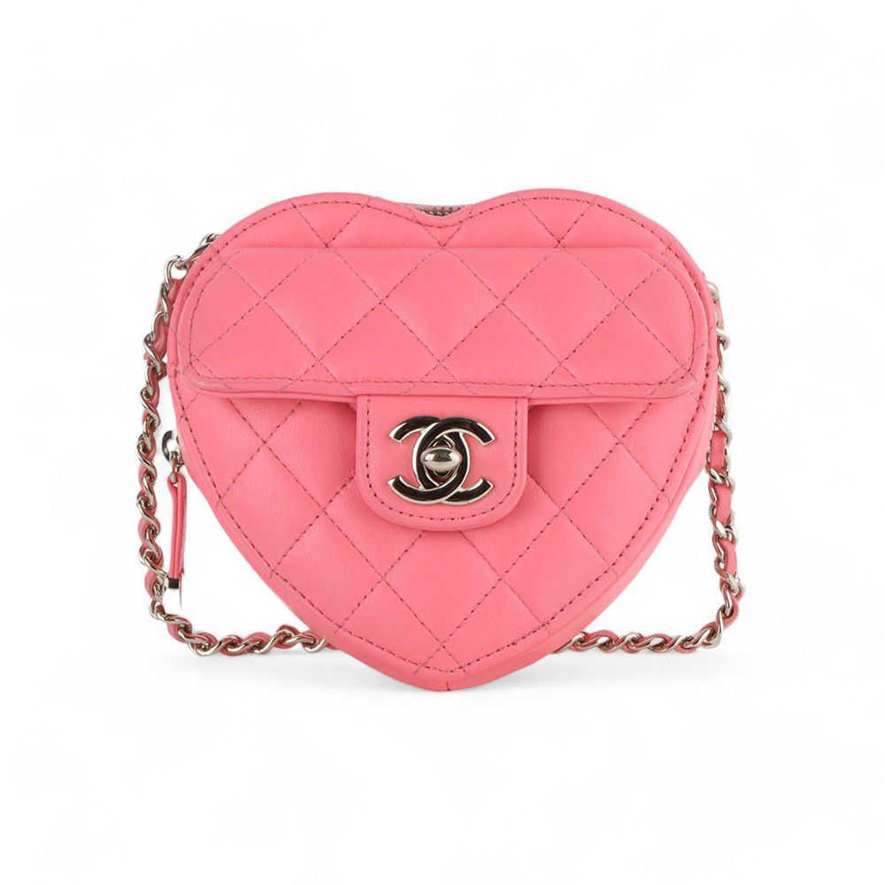 CHANEL Champagne Gold CC Heart Bag Small Chain Cross /32872-1