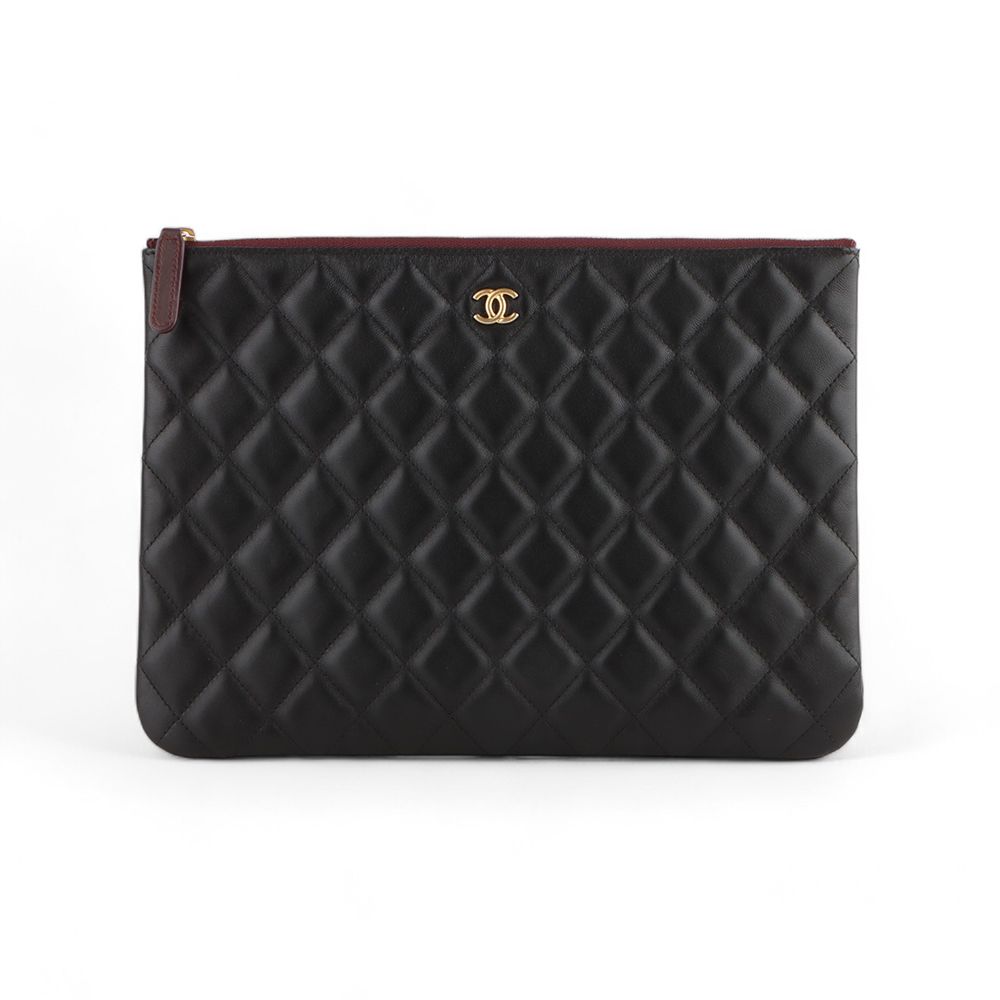 CHANEL Classic Lambskin New Medium CC Gold Clutch Bag (Receipt) /32905