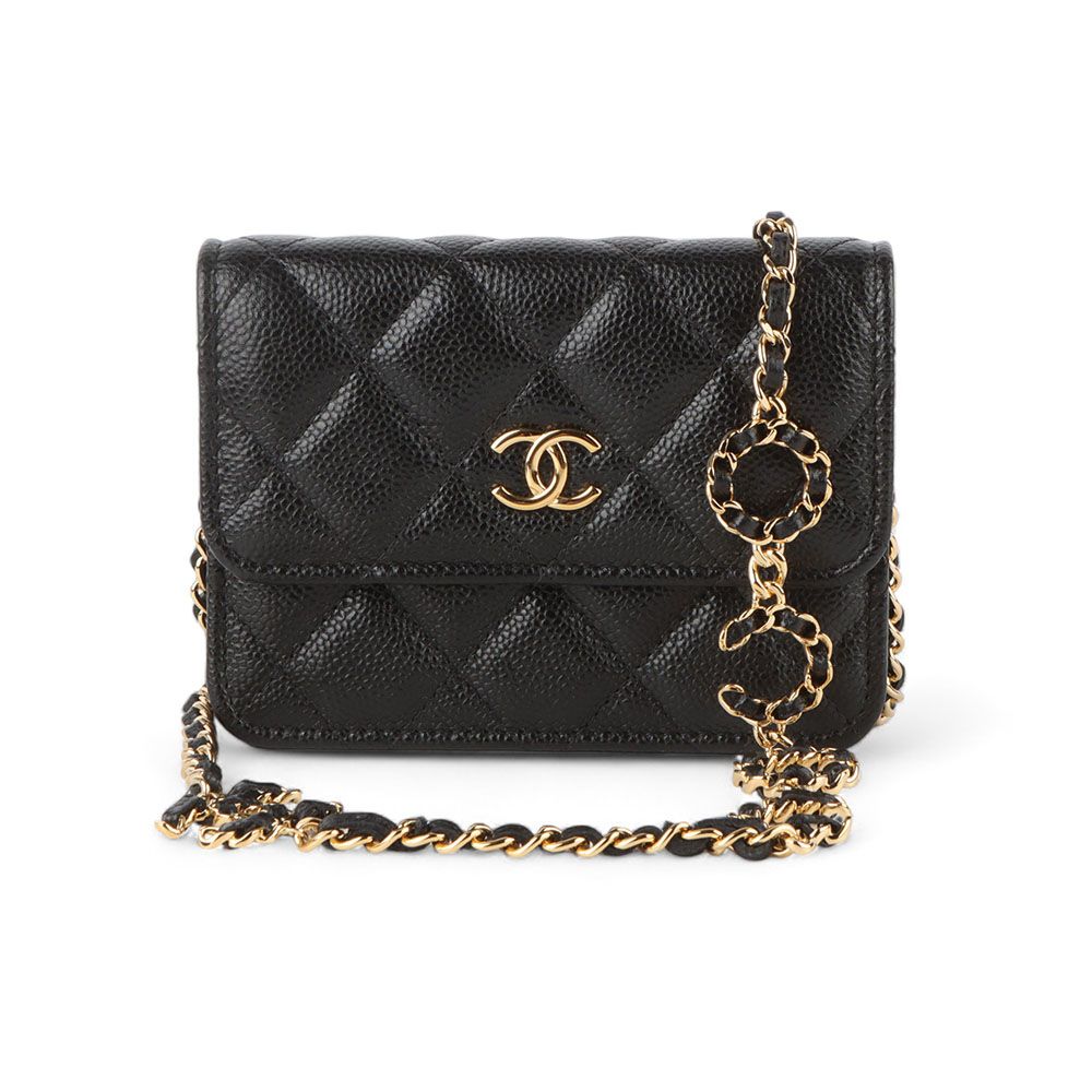 CHANEL Mini Caviar CC Logo Coco Chain Crossbody Bag (Department Store Warranty) / 32605