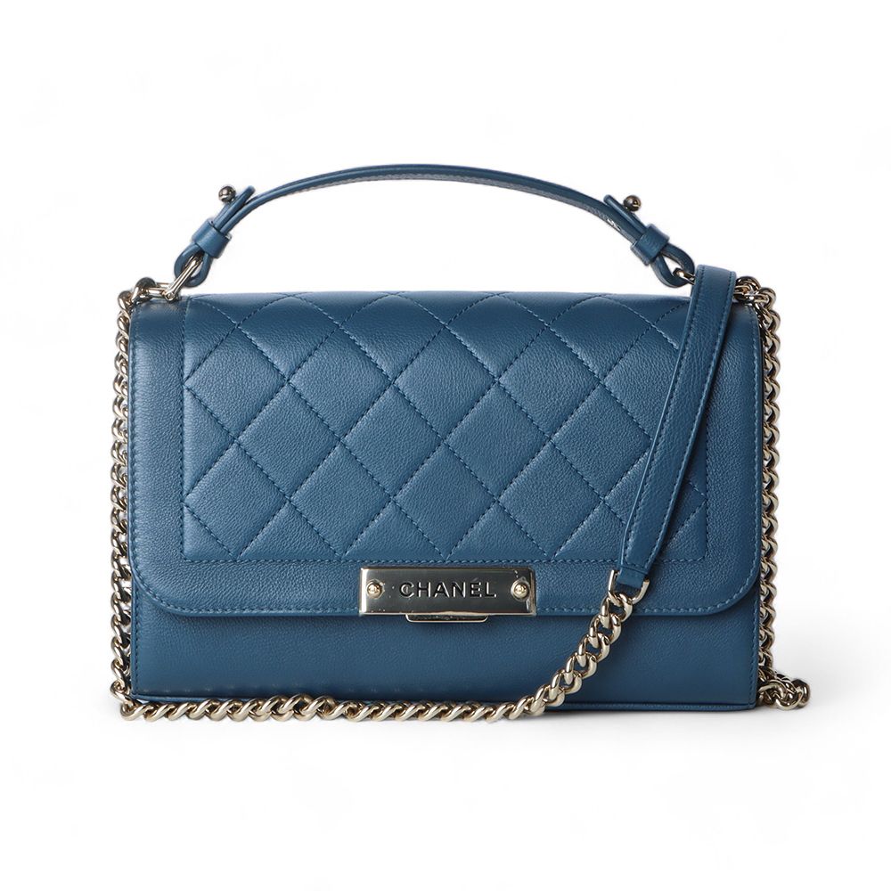 CHANEL Label Click Top Handle Flap Medium Shoulder Bag/32411-1 A93702