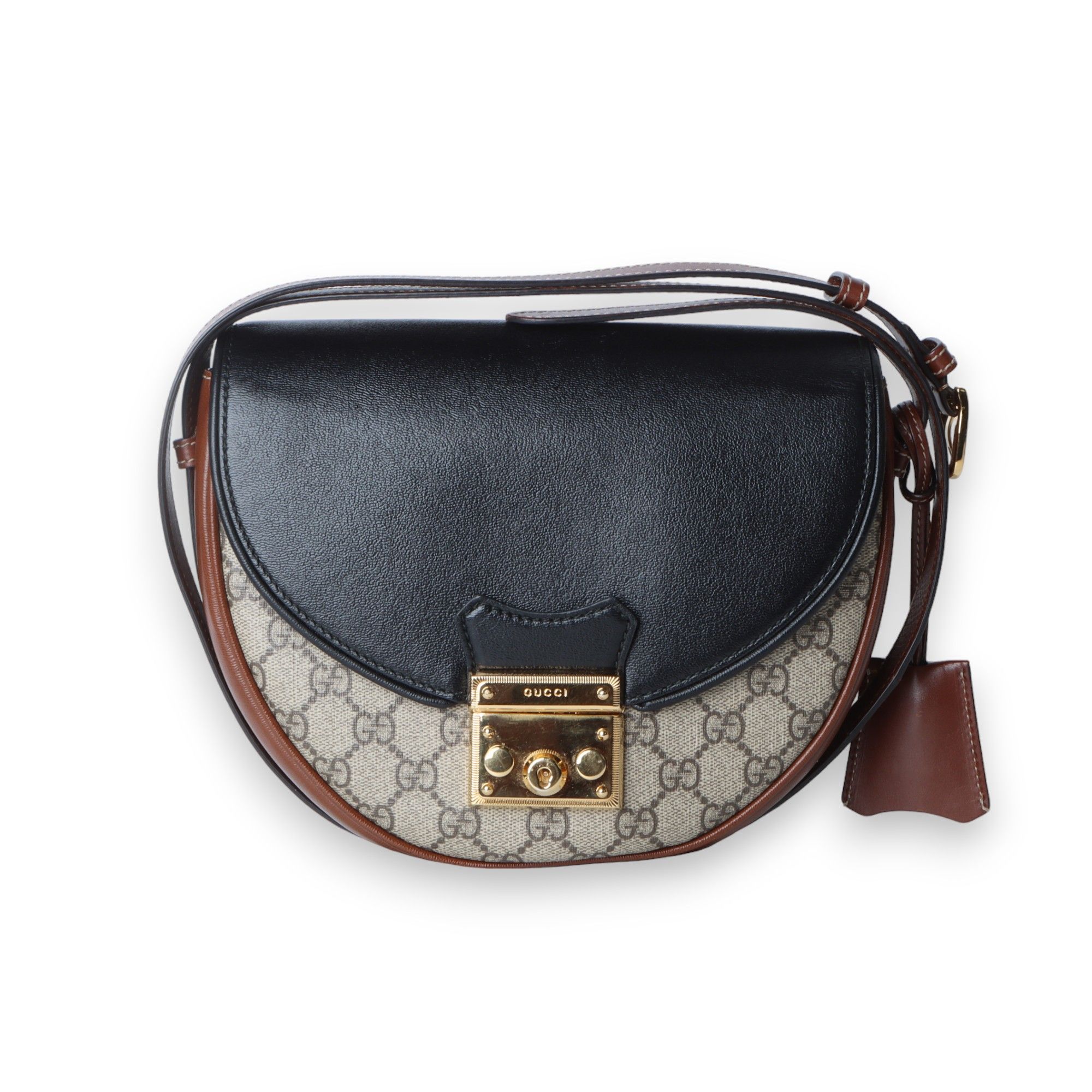 Gucci Supreme Paddlock Half Moon Crossbody Bag 644524 GG/32282