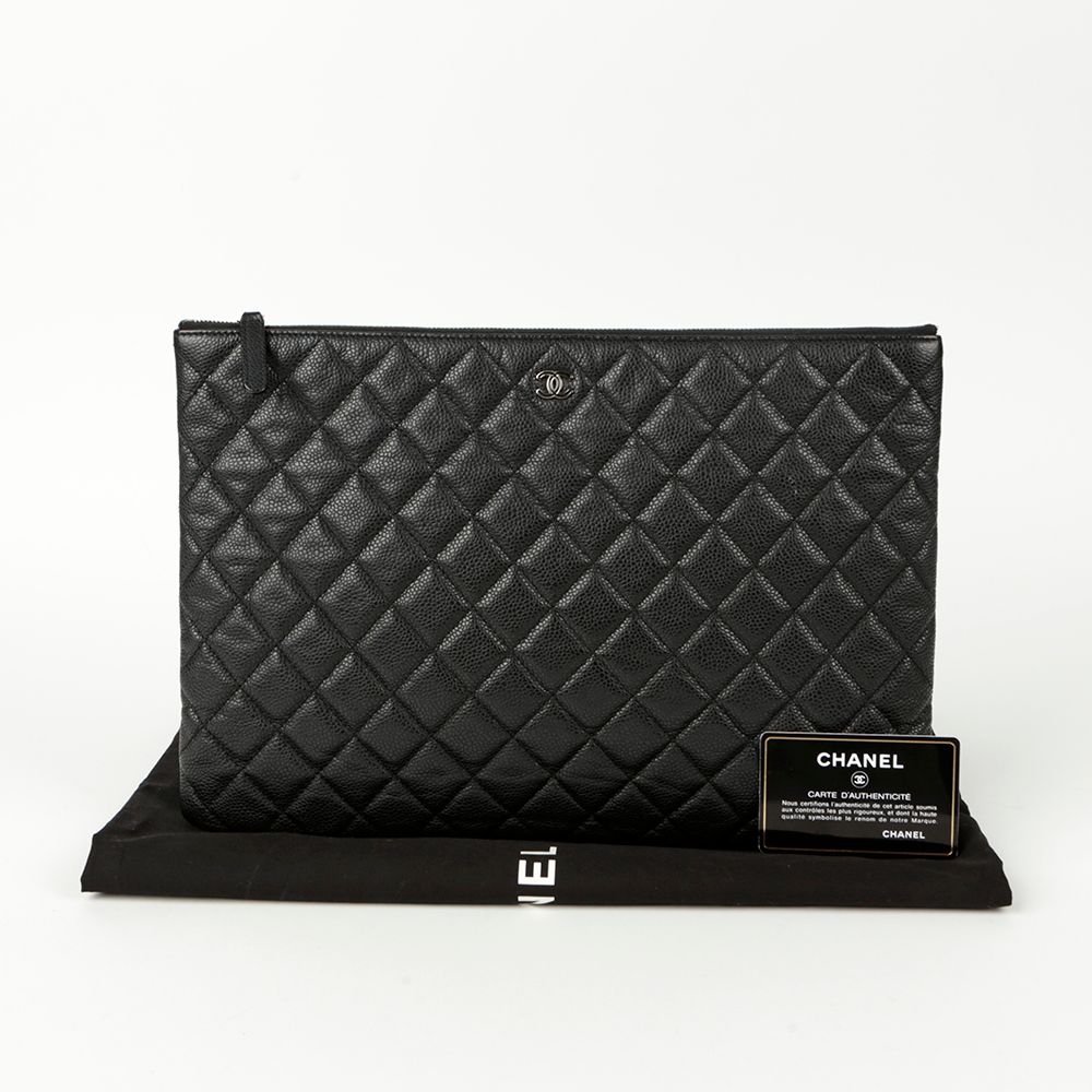 CHANEL Caviar Skin CC Logo Large Clutch - SKU 20