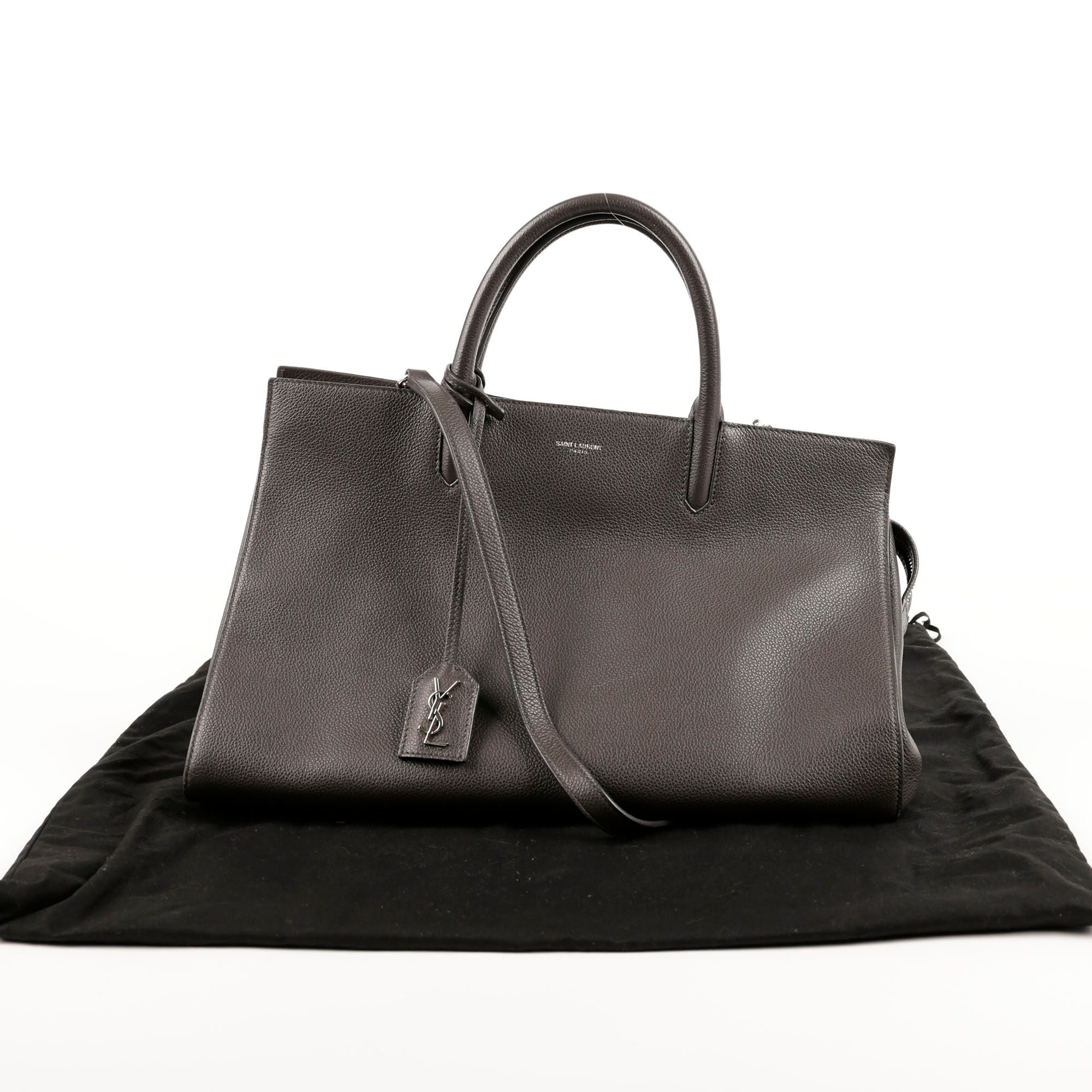 Saint Laurent Canvas Ribbed Gosh Tote Shoulder Bag 620667 - Medium