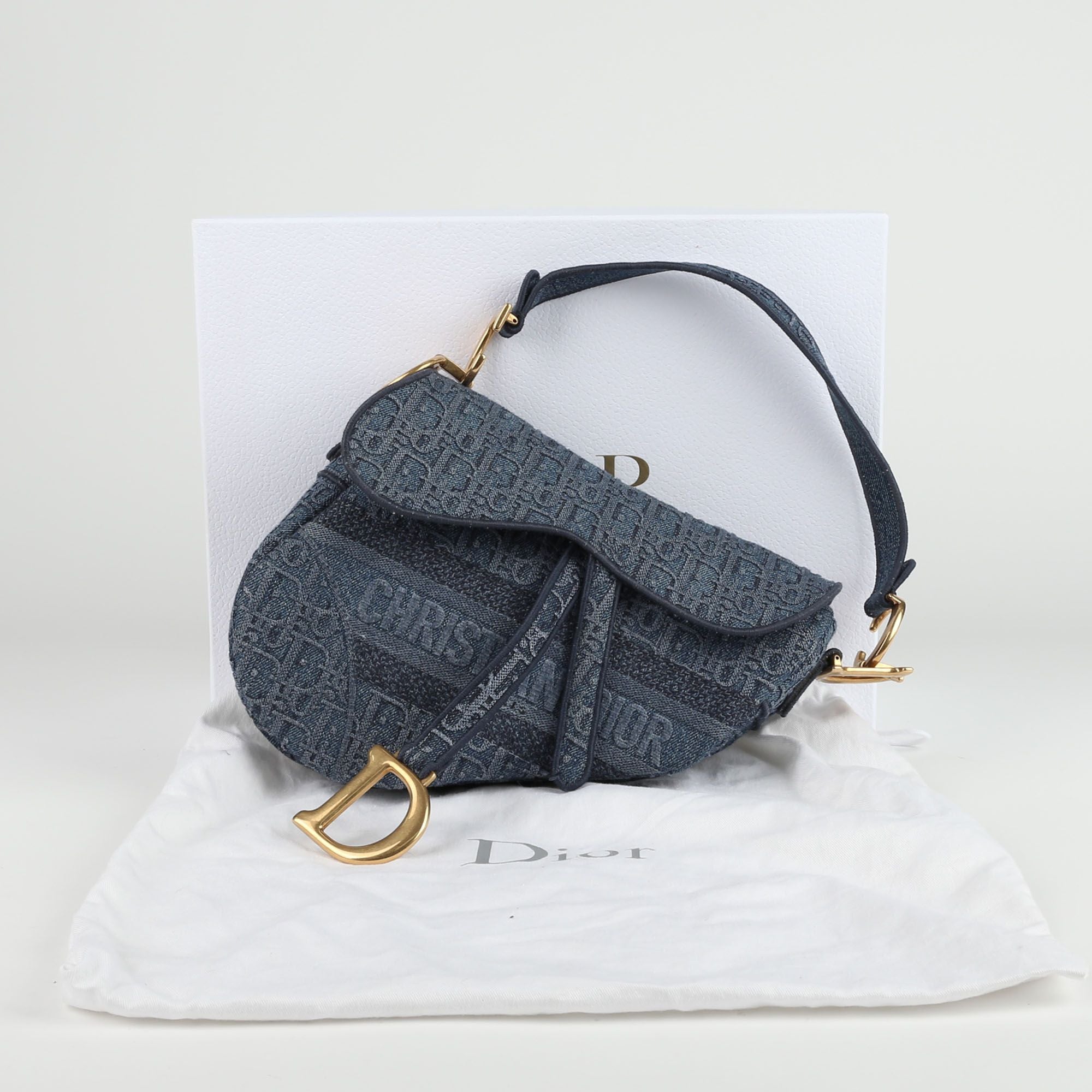Dior Blue Canvas Saddle Shoulder Bag M0446CWAL