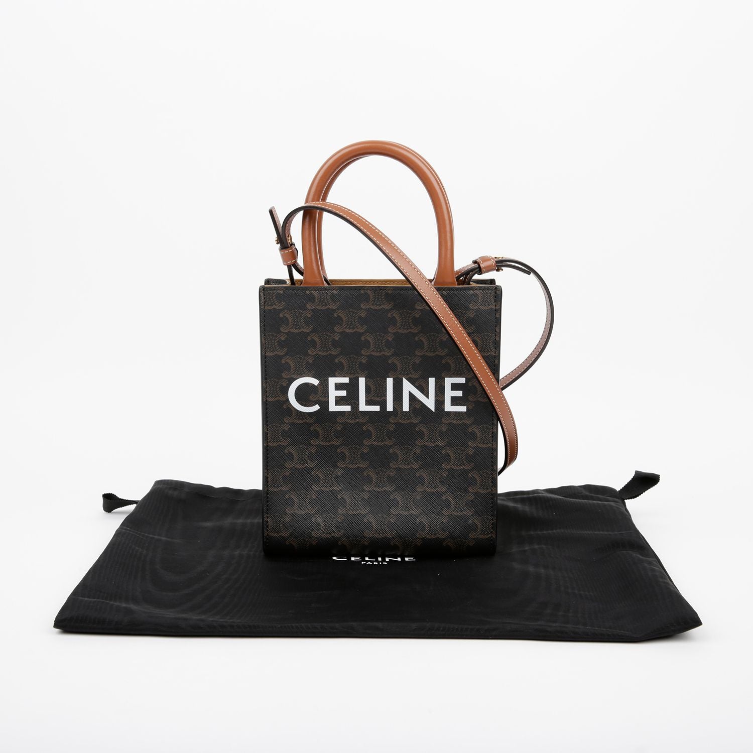 Celine Vertical Canvas Mini Tote Shoulder Bag 194372BZK