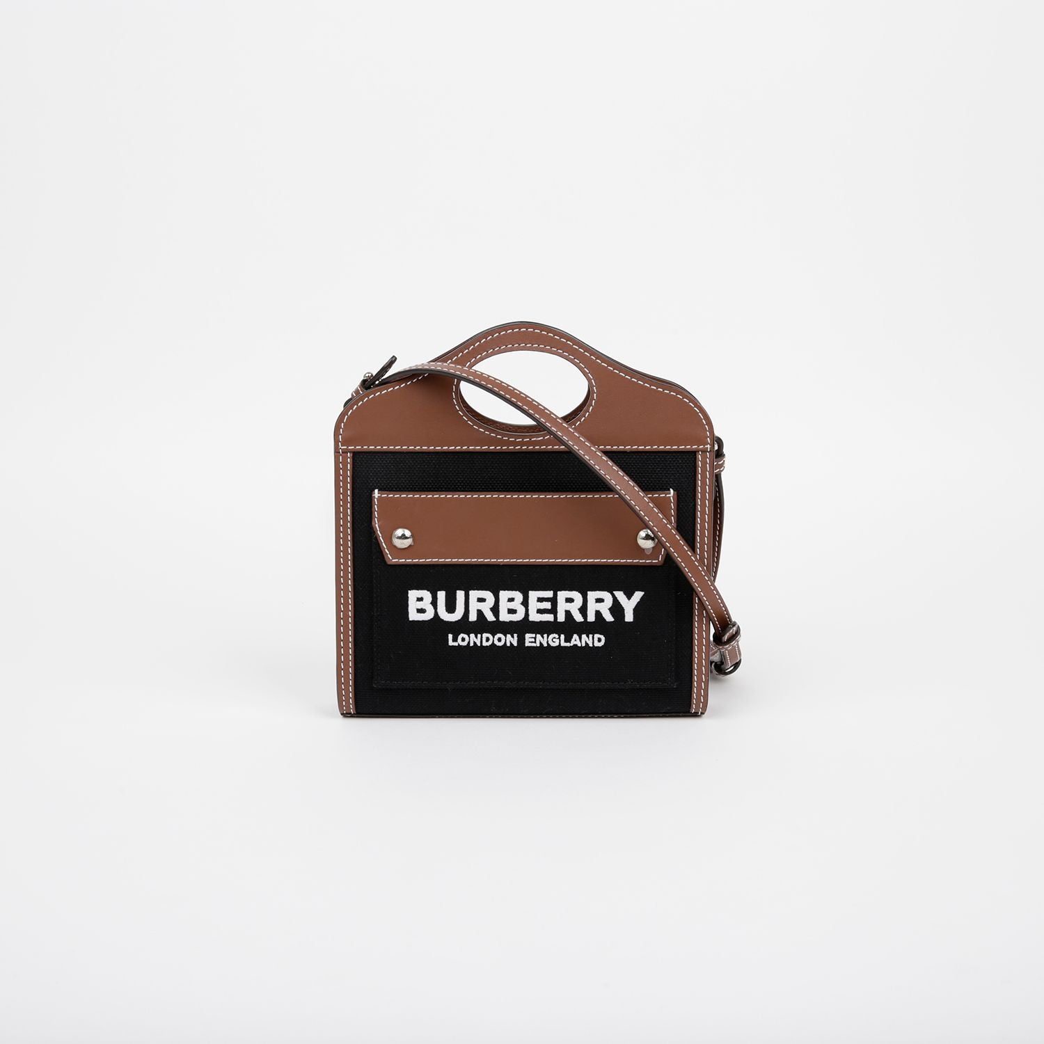 Burberry Two-Tone Pocket Micro Tote Shoulder Bag 8055187