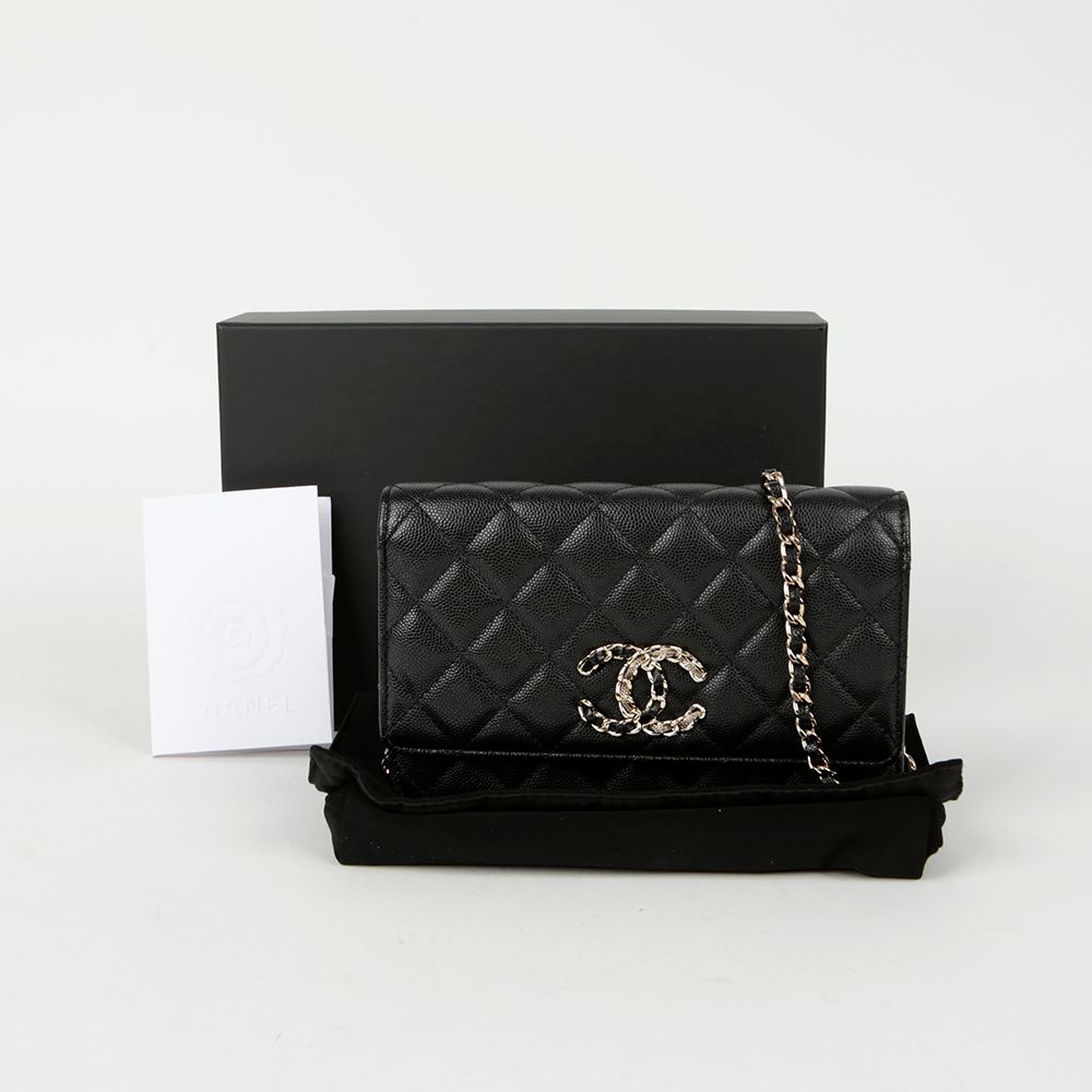 CHANEL Caviar Skin WOC Chain Wallet Crossbody AP1794
